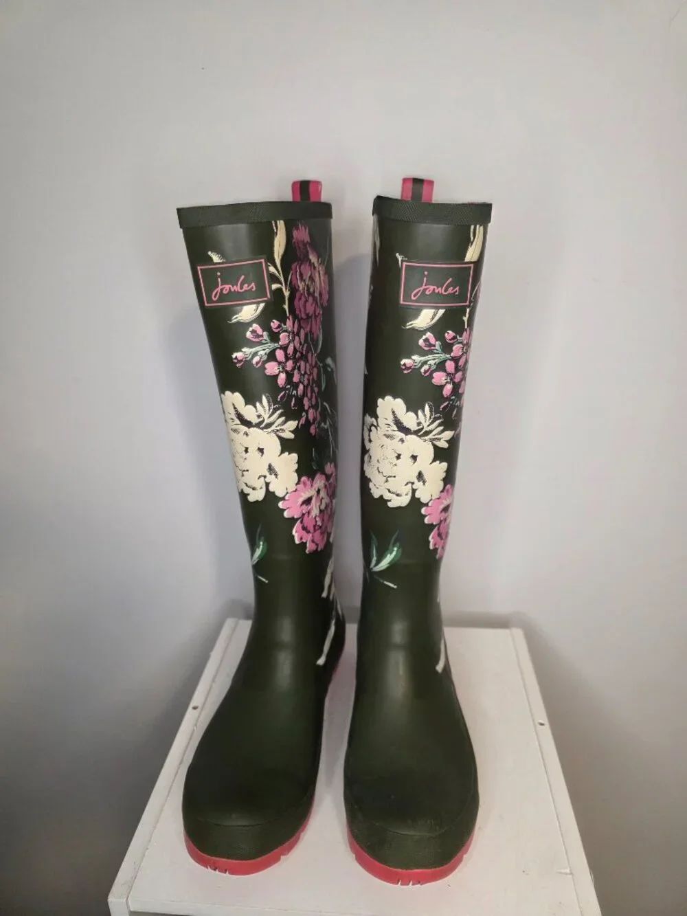 Joules Floral Womens Buckle Trim Rubber Rain Boots 16